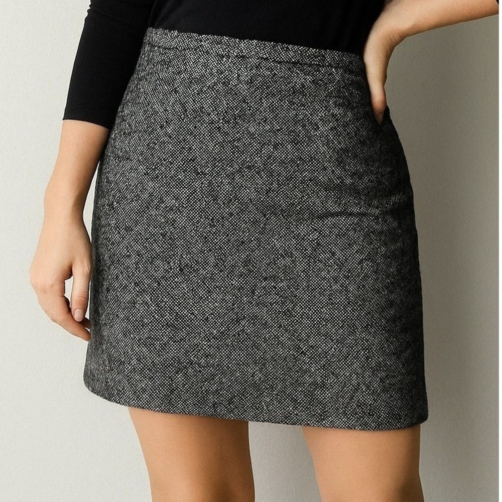 Michael Kors Skirt 10 NWOT Gray Tweed Wool Blend Mini A-Line Work Career Lined